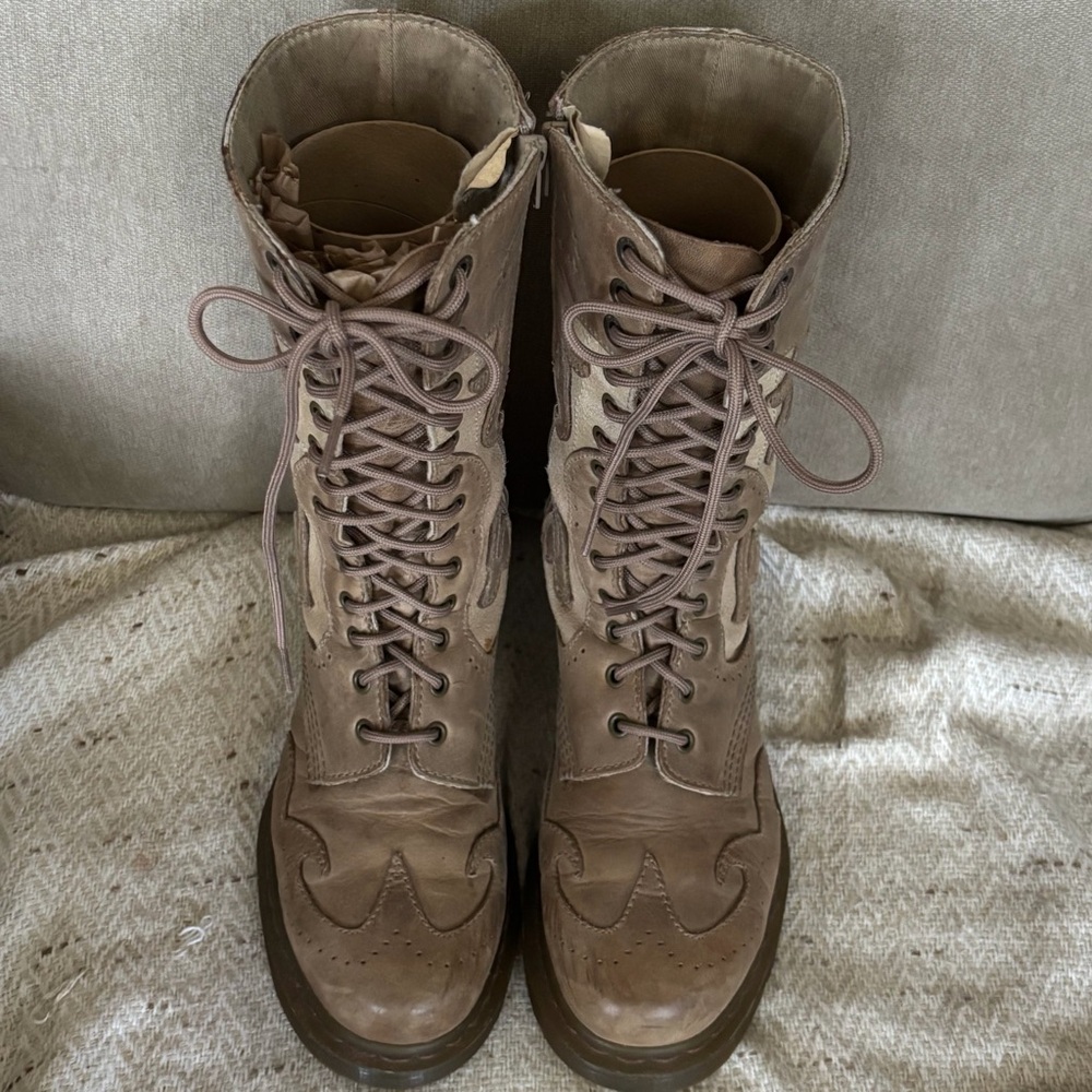 Dr. Martens Taupe Lace-Up Combat Boots - Picture 10 of 16